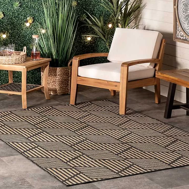 Lori Dark Gray Modern Geometric Outdoor Rug, 8x10>Kirklands Home Fashion