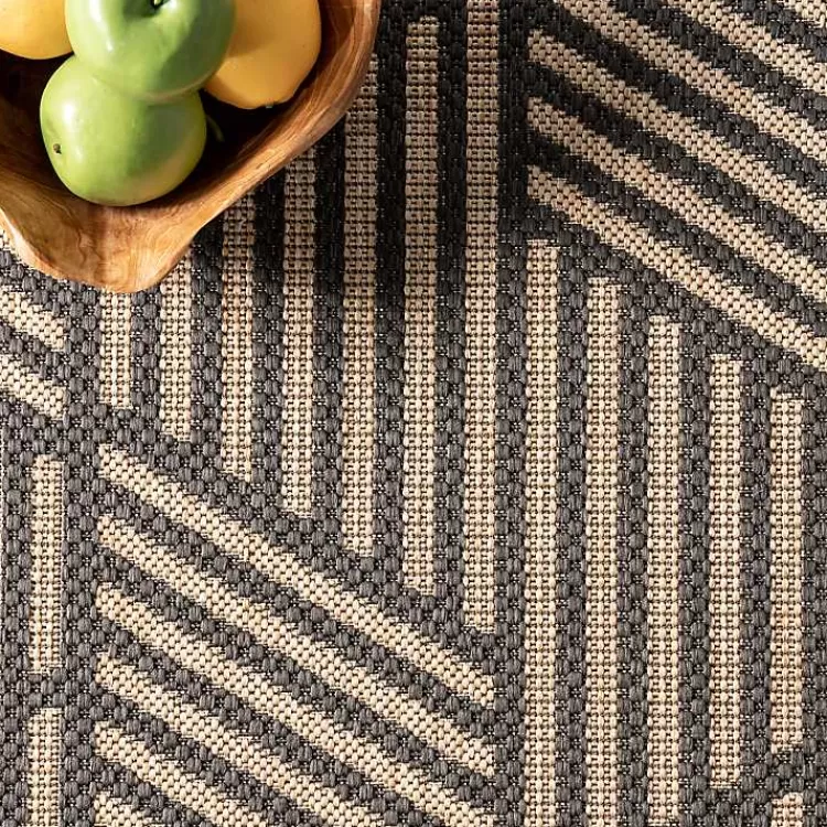 Lori Dark Gray Modern Geometric Outdoor Rug, 8x10>Kirklands Home Fashion