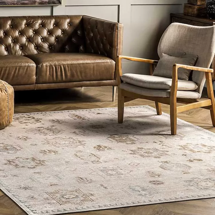 Lottie Cream Vintage Washable Area Rug, 6x9>Kirklands Home Discount