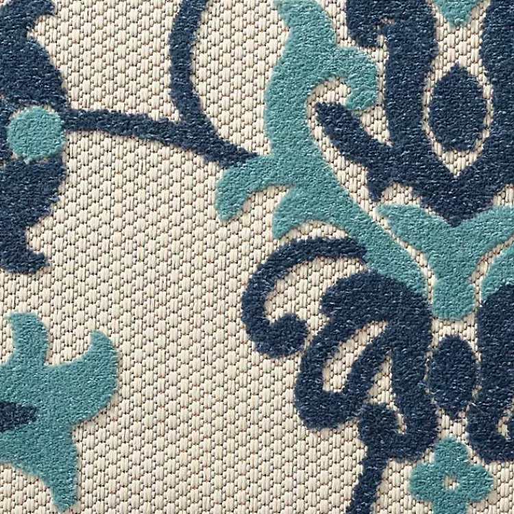 Lyla Blue Floral Damask Indoor/Outdoor Rug, 5x8>Kirklands Home Fashion