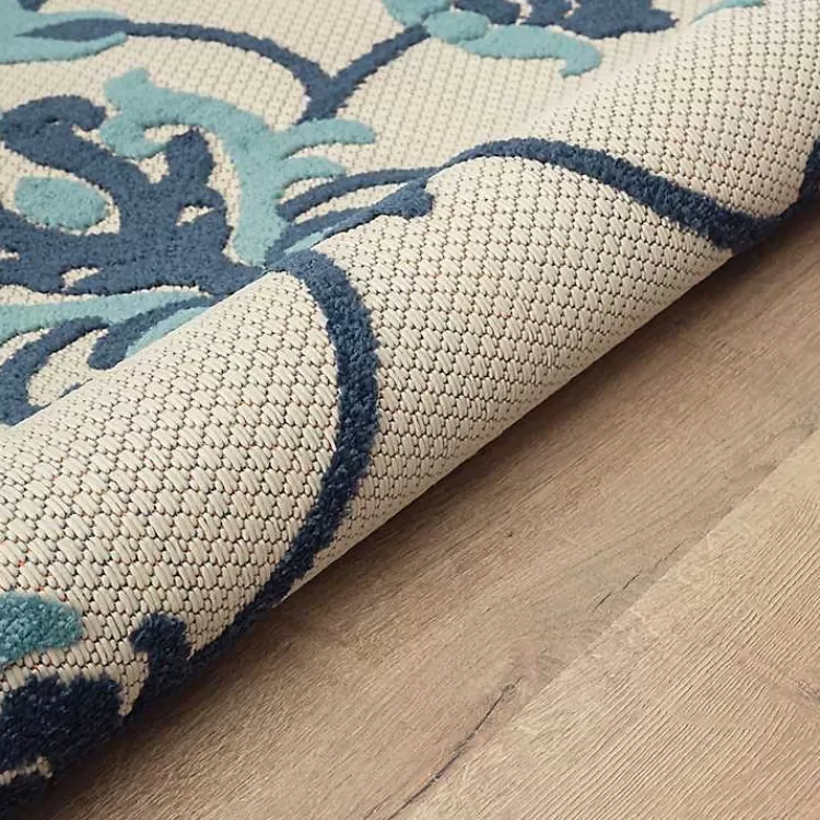 Lyla Blue Floral Damask Indoor/Outdoor Rug, 5x8>Kirklands Home Fashion