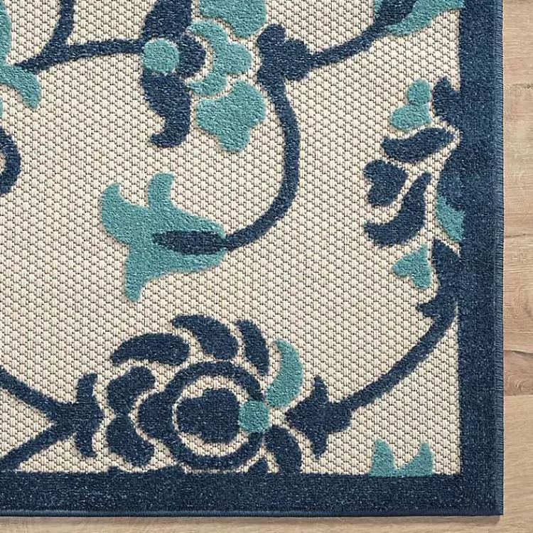 Lyla Blue Floral Damask Indoor/Outdoor Rug, 5x8>Kirklands Home Fashion