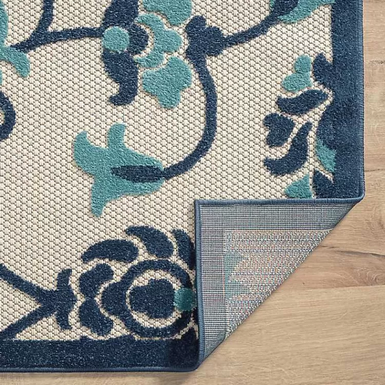 Lyla Blue Floral Damask Indoor/Outdoor Rug, 5x8>Kirklands Home Fashion