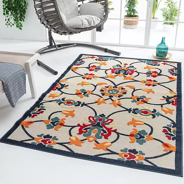 Lyla Multi Floral Damask Indoor/Outdoor Rug, 5x8>Kirklands Home Shop