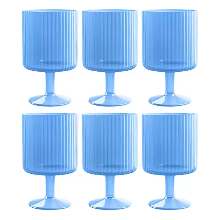 Matte Azure Ribbed Goblet Glasses, Set of 6>Kirklands Home Cheap