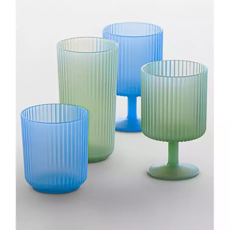 Matte Azure Ribbed Goblet Glasses, Set of 6>Kirklands Home Cheap