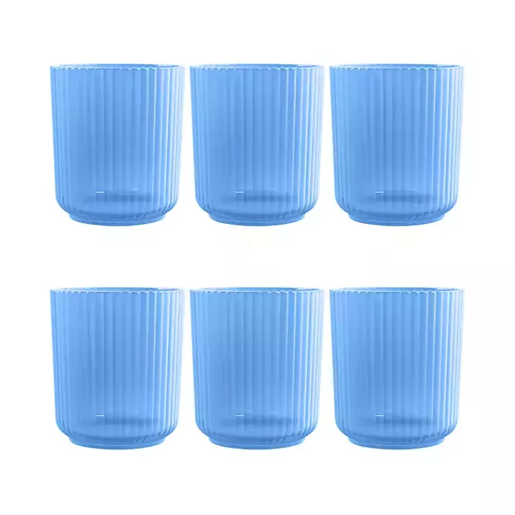 Matte Azure Ribbed Short Glasses, Set of 6>Kirklands Home Cheap