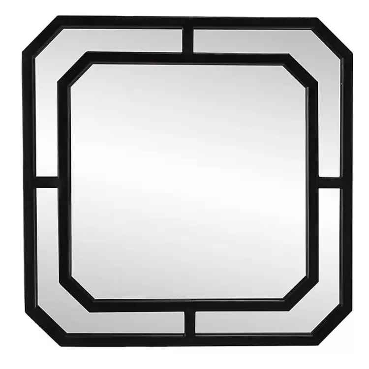 Matte Black Geometric Square Wall Mirror>Kirklands Home Fashion