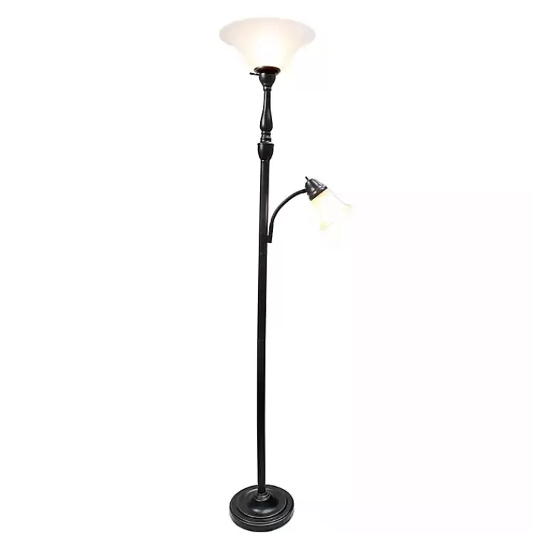 Matte Bronze and White Reading Arm Torchiere>Kirklands Home Cheap