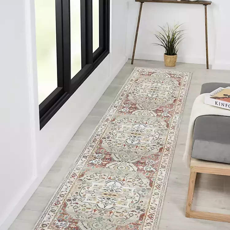 Medallion Ivory Rust Runner, 2x8>Kirklands Home Best