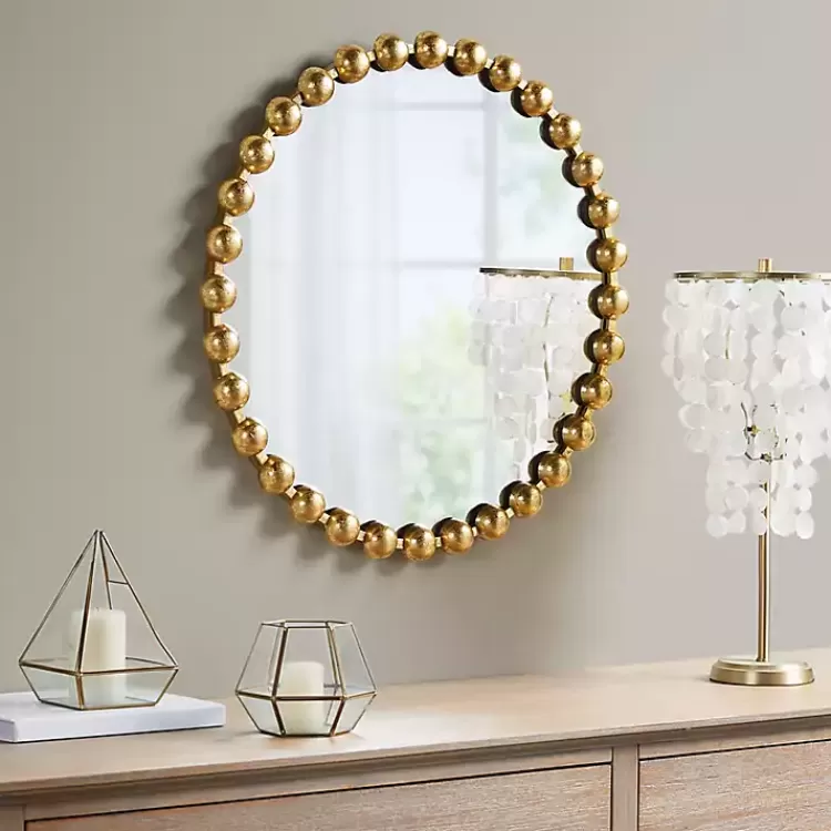 Metallic Foiled Beaded Wall Mirror, 27 in.>Kirklands Home Store