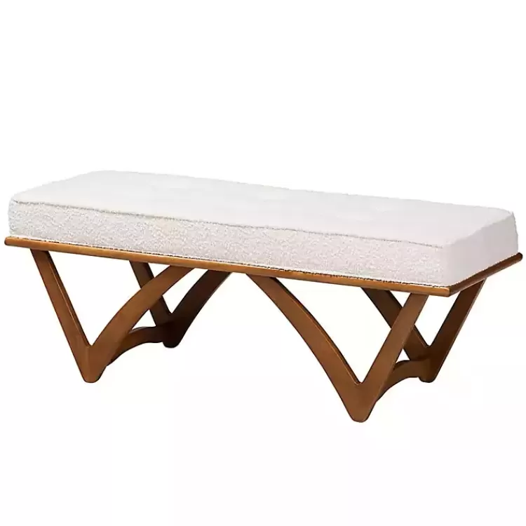 Mid-Century Modern Boucle Angled Bench>Kirklands Home Cheap