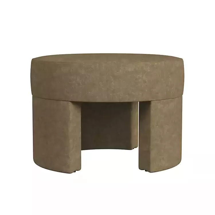 Mocha Round Upholstered Ottoman>Kirklands Home New