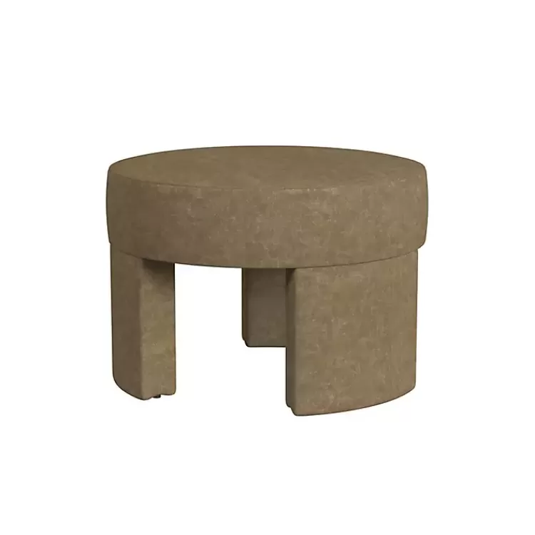 Mocha Round Upholstered Ottoman>Kirklands Home New