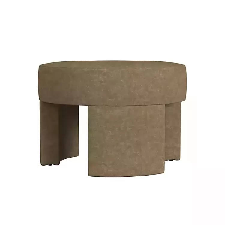 mocha_brown_round_upholstered_ottoman_2.webp Mocha Round Upholstered Ottoman>Kirklands Home New