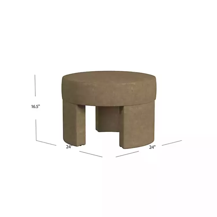 mocha_brown_round_upholstered_ottoman_3.webp Mocha Round Upholstered Ottoman>Kirklands Home New