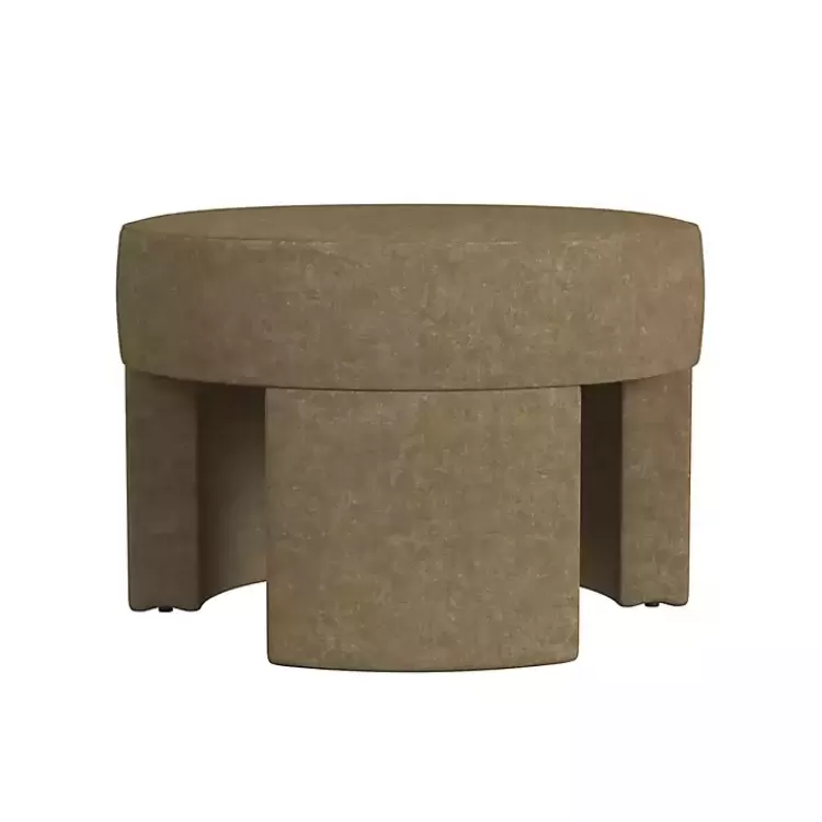 mocha_brown_round_upholstered_ottoman_4.webp Mocha Round Upholstered Ottoman>Kirklands Home New