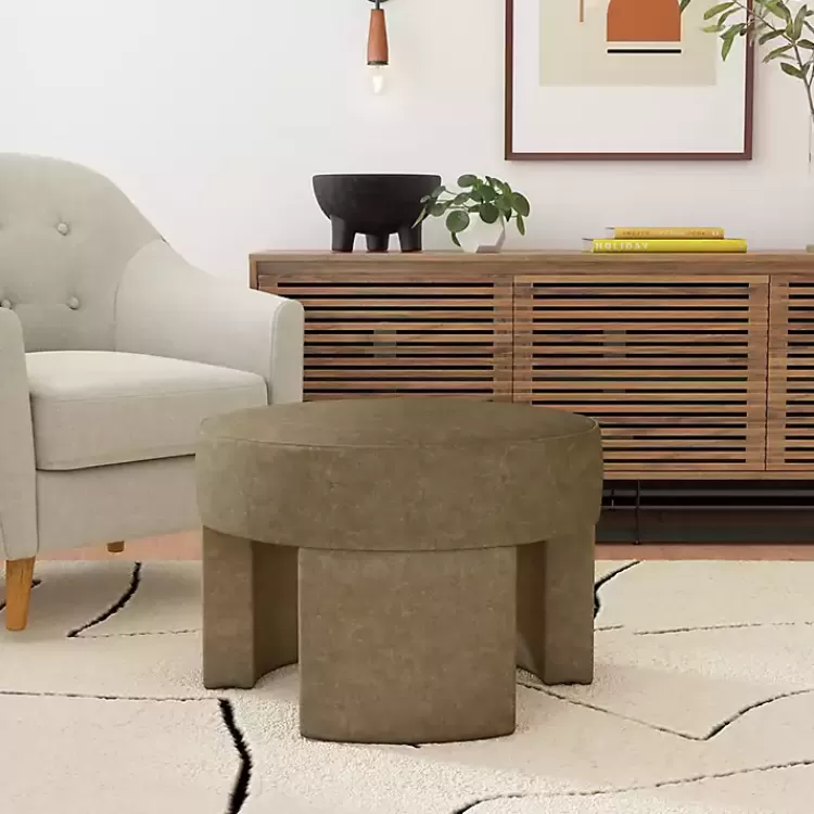 mocha_brown_round_upholstered_ottoman_5.webp Mocha Round Upholstered Ottoman>Kirklands Home New