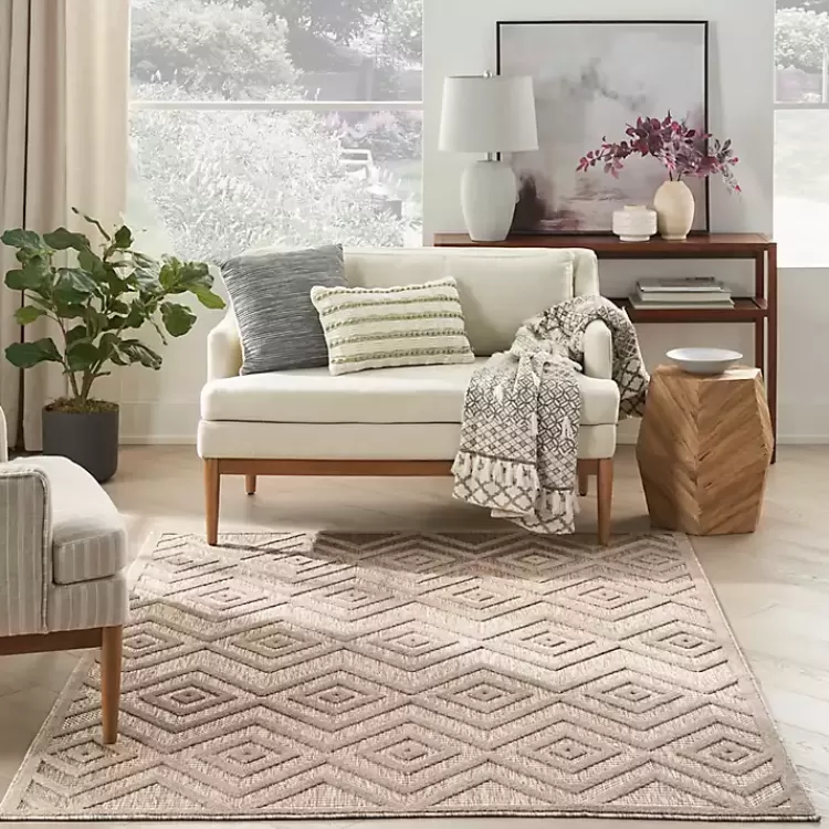 Mocha Diamond Outdoor Area Rug, 6x9>Kirklands Home Sale