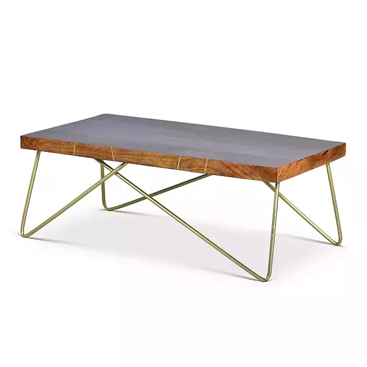 Modern Mango Wood Brass Coffee Table>Kirklands Home Outlet