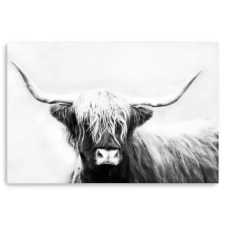 Monochrome Longhorn Canvas Art Print, 60x40 in.>Kirklands Home Cheap