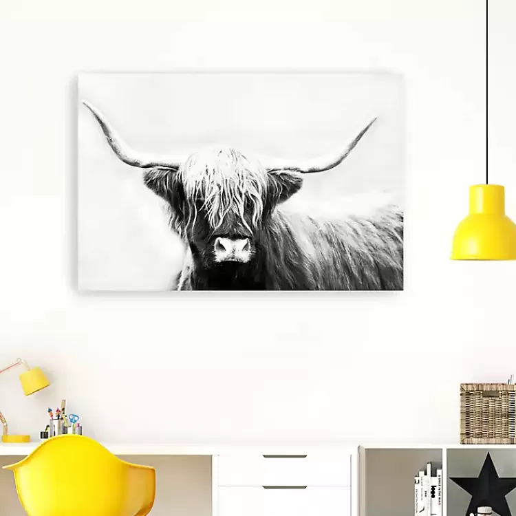 Monochrome Longhorn Canvas Art Print, 60x40 in.>Kirklands Home Cheap