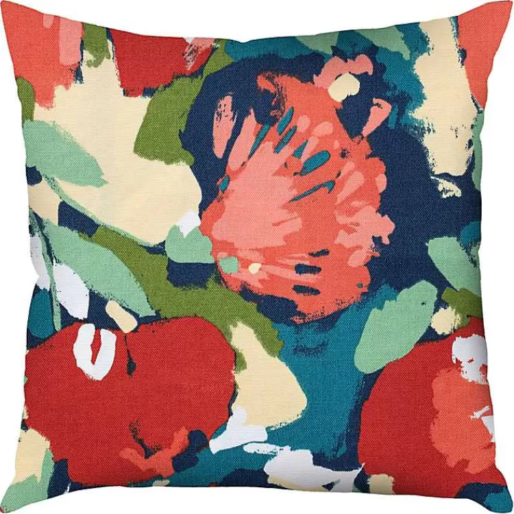 Multicolor Abstract Floral Outdoor Pillow, 22 in.>Kirklands Home Discount