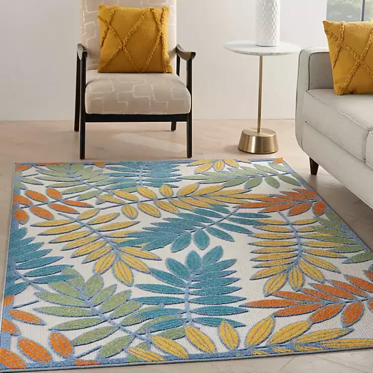 multicolor_botanical_outdoor_area_rug_x_5.webp color Botanical Outdoor Area Rug, 6x9>Kirklands Home New