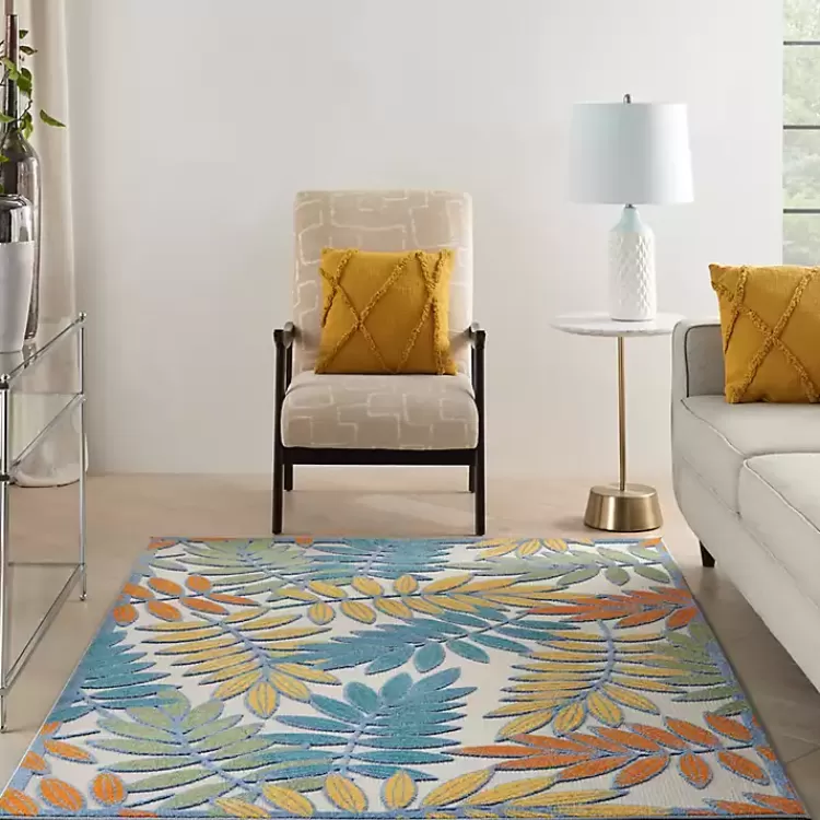 multicolor_botanical_outdoor_area_rug_x_7.webp color Botanical Outdoor Area Rug, 6x9>Kirklands Home New