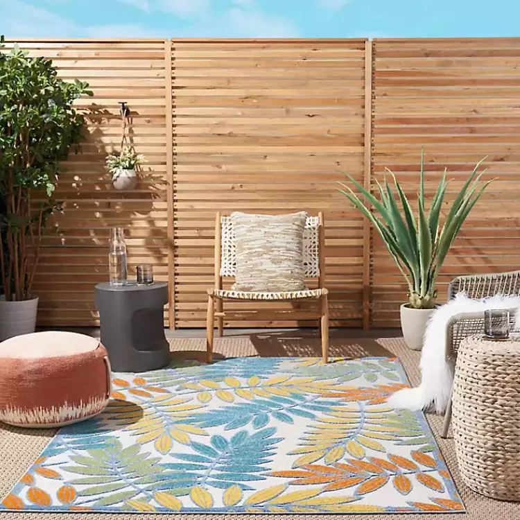 multicolor_botanical_outdoor_area_rug_x_8.webp color Botanical Outdoor Area Rug, 6x9>Kirklands Home New