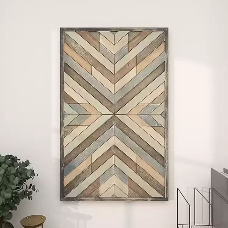 Multicolor Criss Cross Chevron Wood Wall Plaque>Kirklands Home Sale