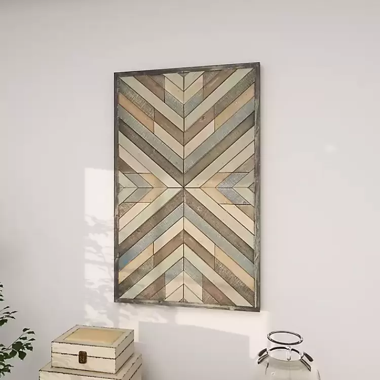 Multicolor Criss Cross Chevron Wood Wall Plaque>Kirklands Home Sale
