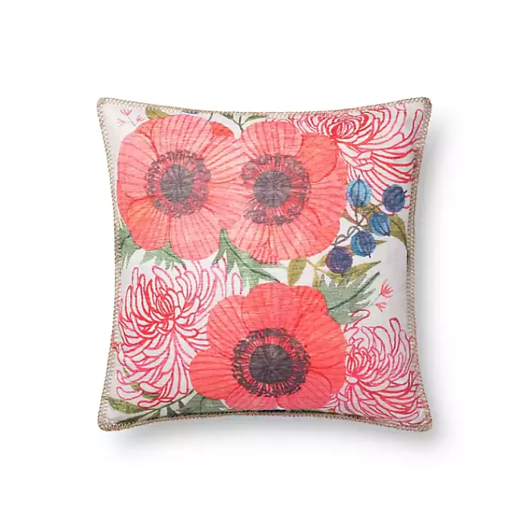 Multicolor Floral Blanket Stitch Outdoor Pillow>Kirklands Home Flash Sale