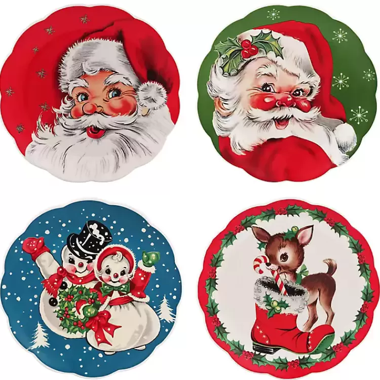 color Vintage Christmas Plates, Set of 4>Kirklands Home Best
