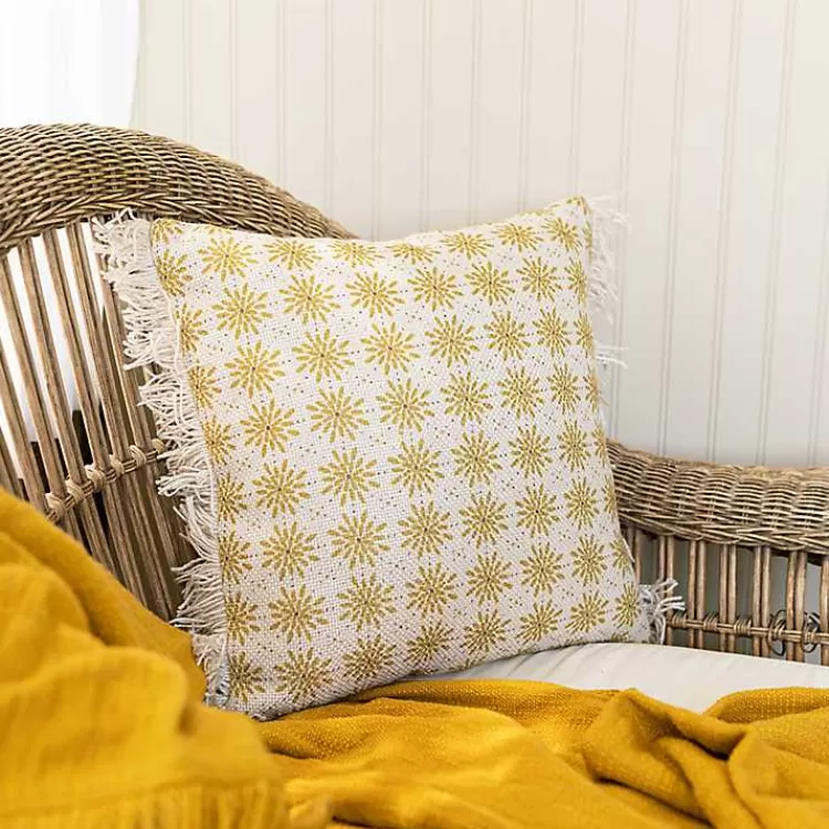 Mustard Boho Floral Indoor/Outdoor Pillow>Kirklands Home Flash Sale