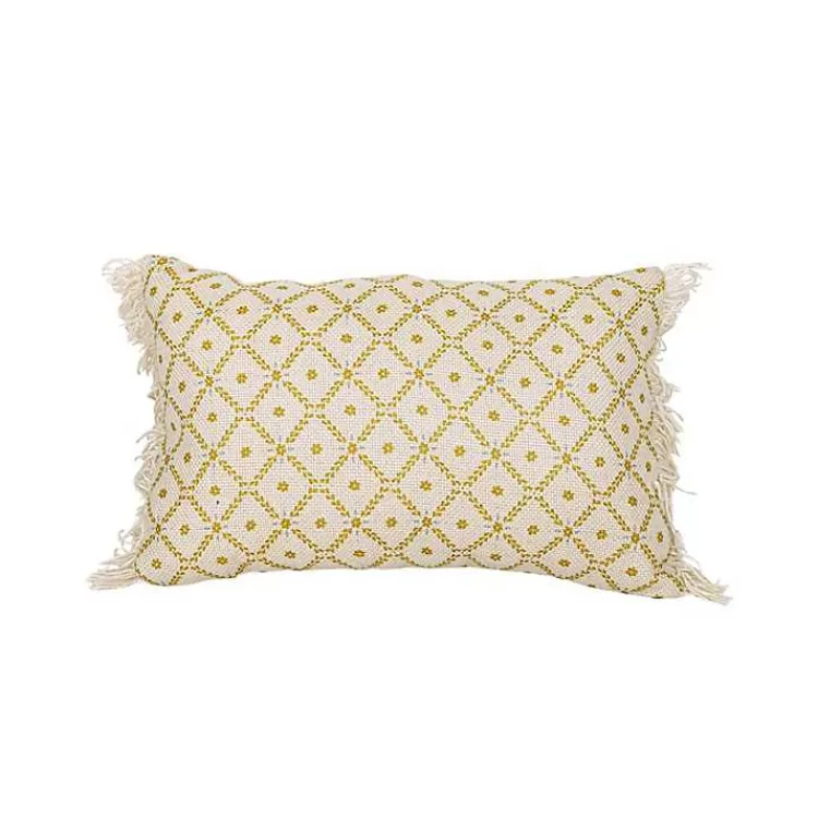 Mustard Geometric Floral Indoor/Outdoor Pillow>Kirklands Home New