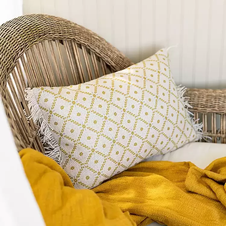 Mustard Geometric Floral Indoor/Outdoor Pillow>Kirklands Home New