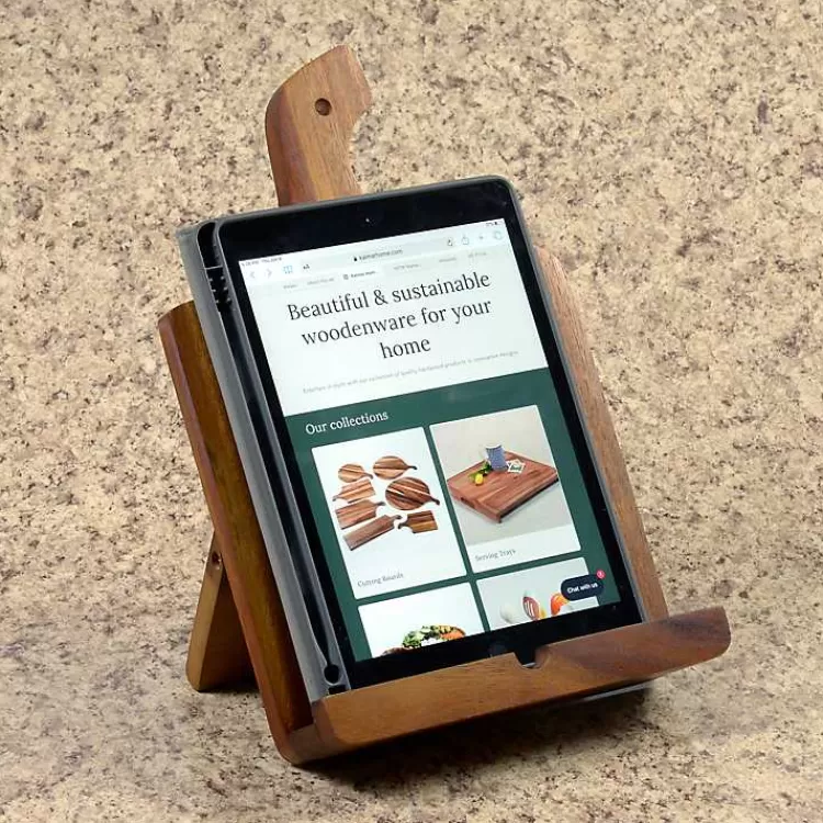 natural_acacia_wood_cookbook_holder_2.webp Natural Acacia Wood Cookbook Holder>Kirklands Home Discount