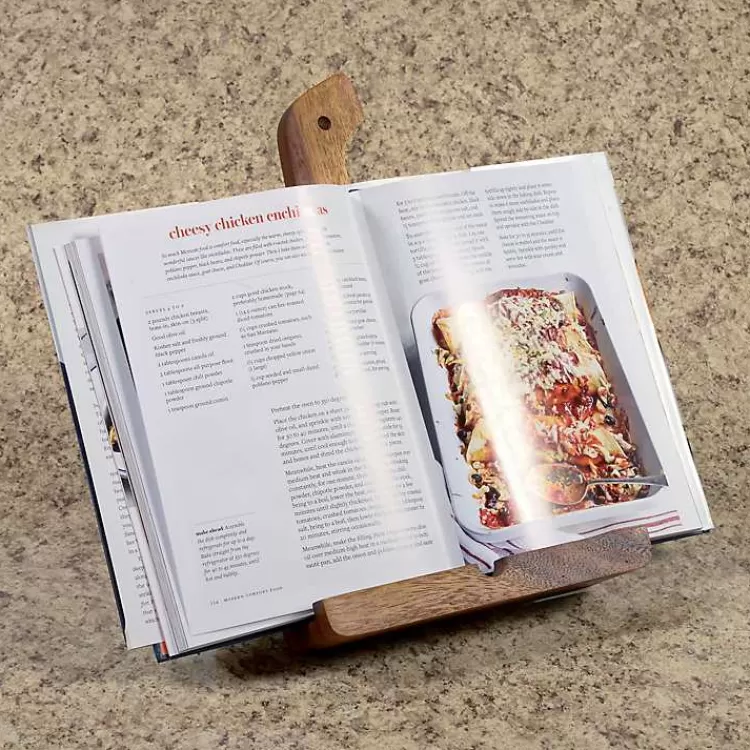 natural_acacia_wood_cookbook_holder_3.webp Natural Acacia Wood Cookbook Holder>Kirklands Home Discount