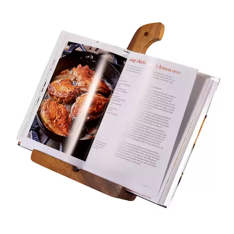 natural_acacia_wood_cookbook_holder_4.webp Natural Acacia Wood Cookbook Holder>Kirklands Home Discount