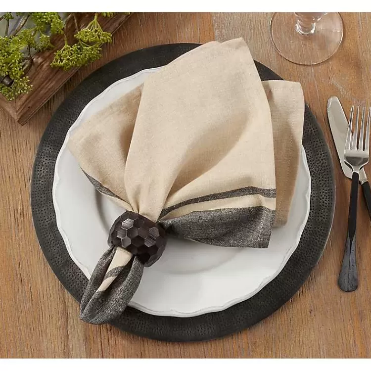 Natural and Black Banded Cotton Napkins, Set of 4>Kirklands Home Discount