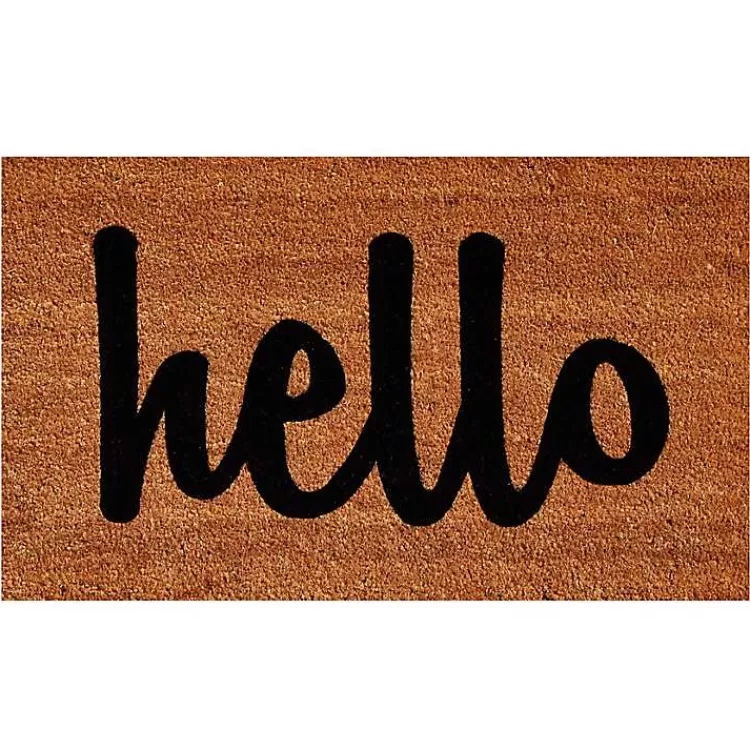 Natural and Black Coir Hello Doormat, 36x24 in.>Kirklands Home Cheap