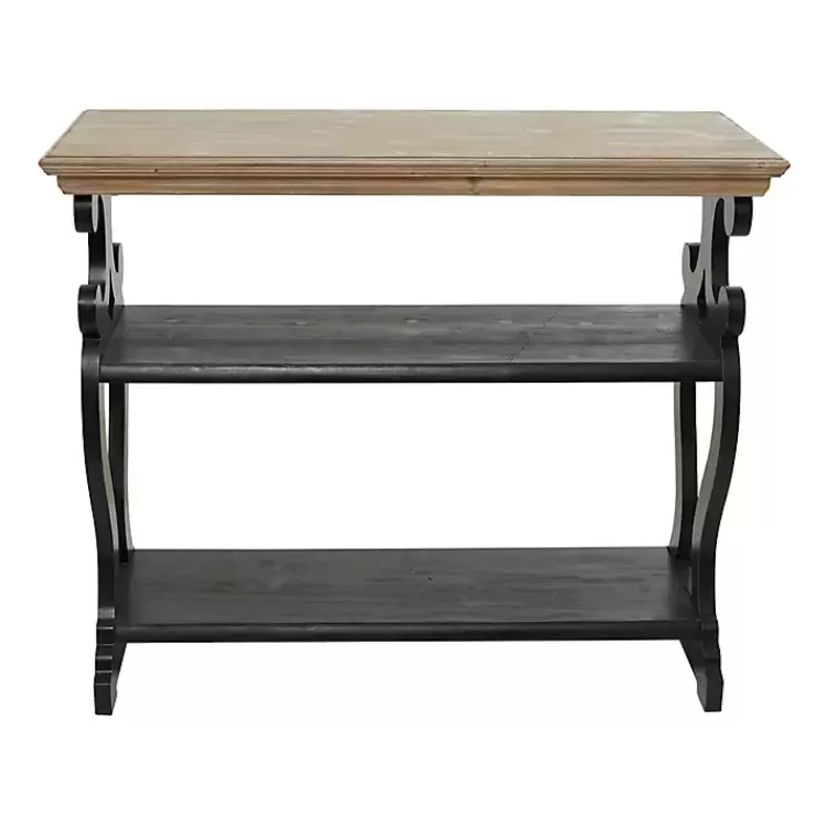 natural_and_black_wood_tier_console_table_3.webp Natural and Wood 3-Tier Console Table>Kirklands Home Clearance