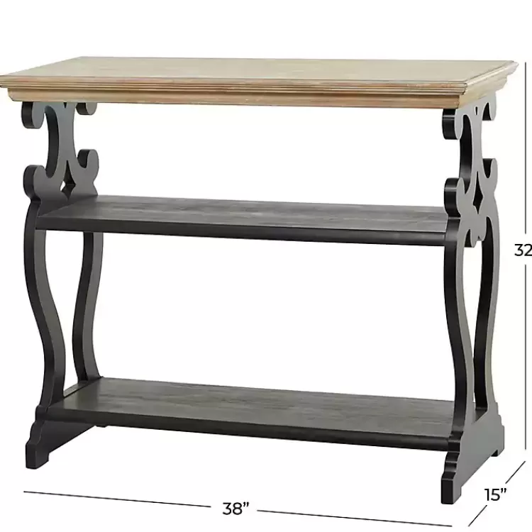 natural_and_black_wood_tier_console_table_5.webp Natural and Wood 3-Tier Console Table>Kirklands Home Clearance