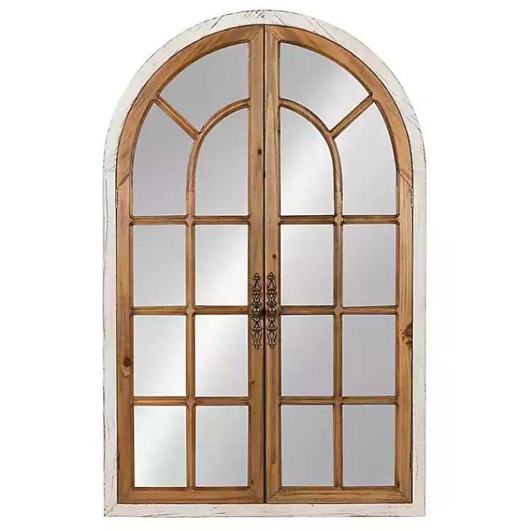 Natural Arched Pane Doors Wall Mirror>Kirklands Home Hot