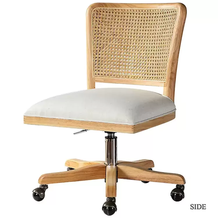 Natural Cane Back Linen Office Chair>Kirklands Home Store