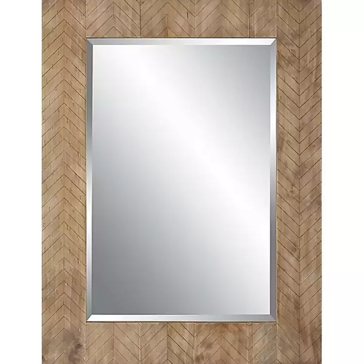 Natural Chevron Wood Wall Mirror>Kirklands Home Best