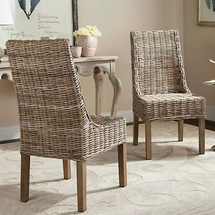 Natural Coastal Rat 2-pc. Dining Chair Set>Kirklands Home Flash Sale