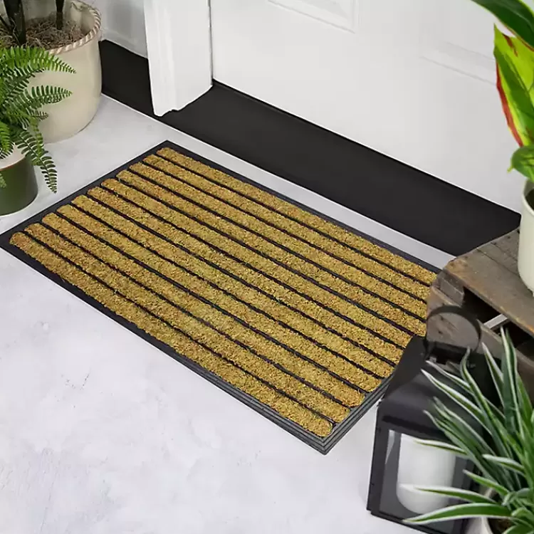 Natural Coir Striped Non-Skid Doormat>Kirklands Home Cheap