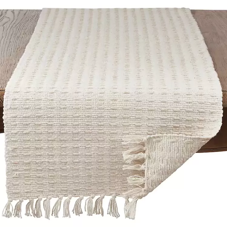 Natural Dashed Woven Long Cotton Runner>Kirklands Home Hot